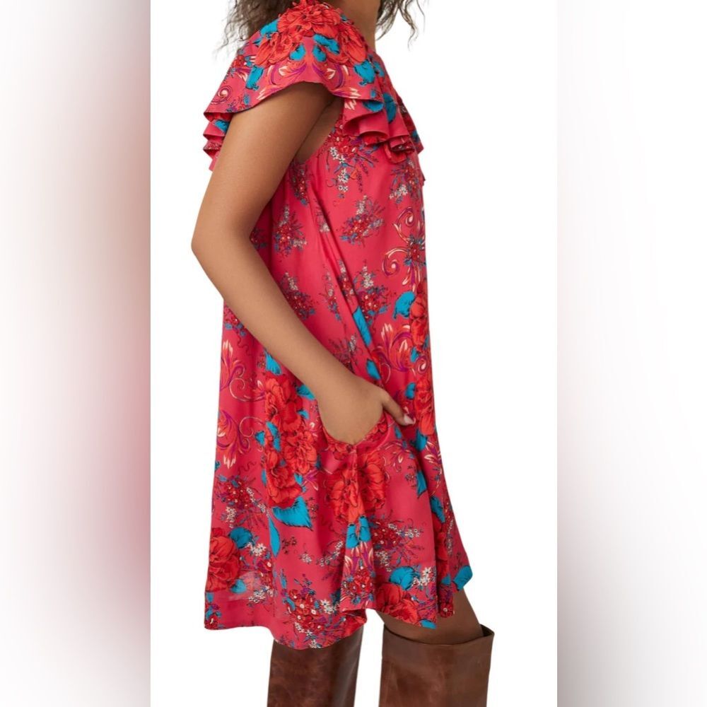 Free People Yara boho Beachy brightly colored mini shift dress. Sz small.